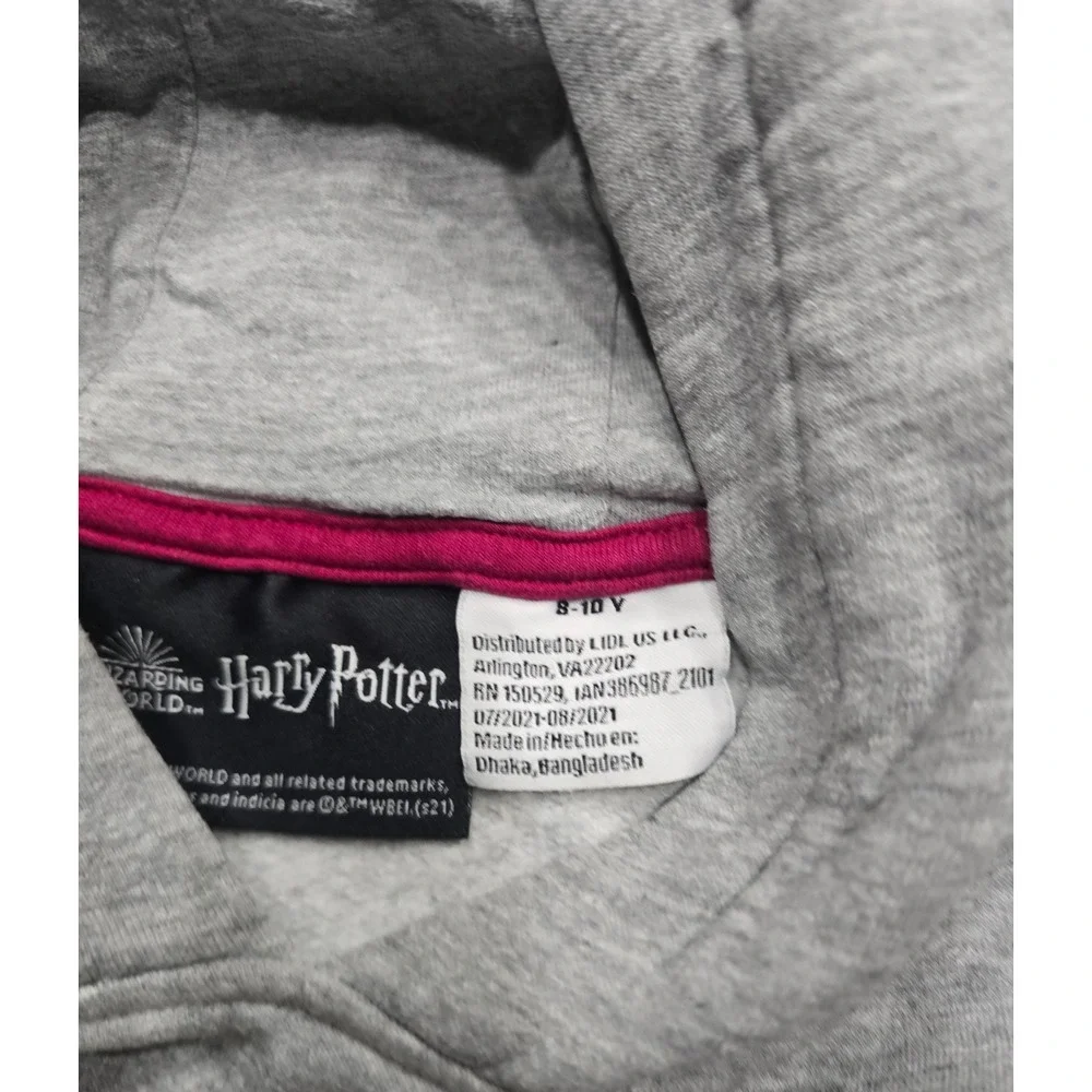 Harry Potter Wizarding World Kids Gray Hogwarts Crest Pullover Hoodie Size 8-10Y